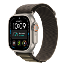 Apple Watch Ultra 4 GPS + LTE 49mm Natural Titanium Case with Dark Olive Alpine Loop - Large