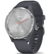 Garmin Vivomove 3S Silver Stainless Steel Bezel with Granite Blue Case and silicone Band (010-02238-00/20)