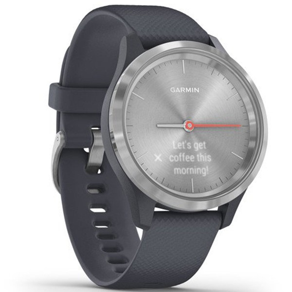 Garmin Vivomove 3S Silver Stainless Steel Bezel with Granite Blue Case and silicone Band (010-02238-00/20)