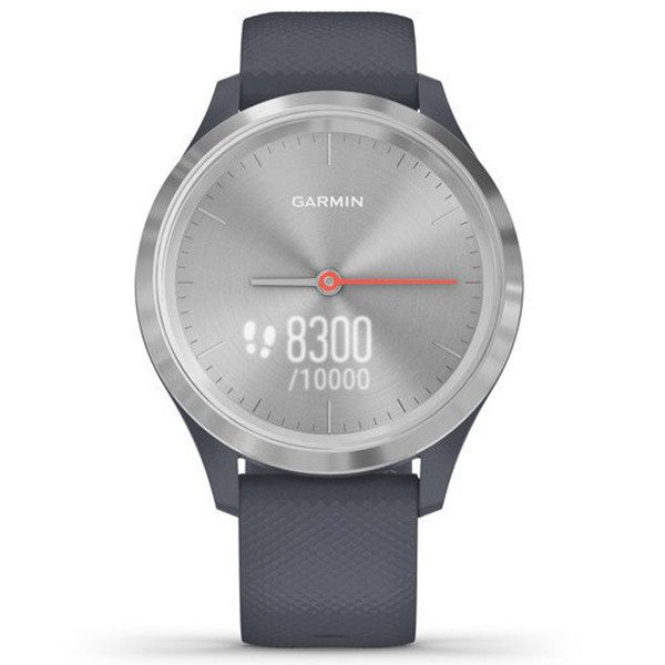 Garmin Vivomove 3S Silver Stainless Steel Bezel with Granite Blue Case and silicone Band (010-02238-00/20)