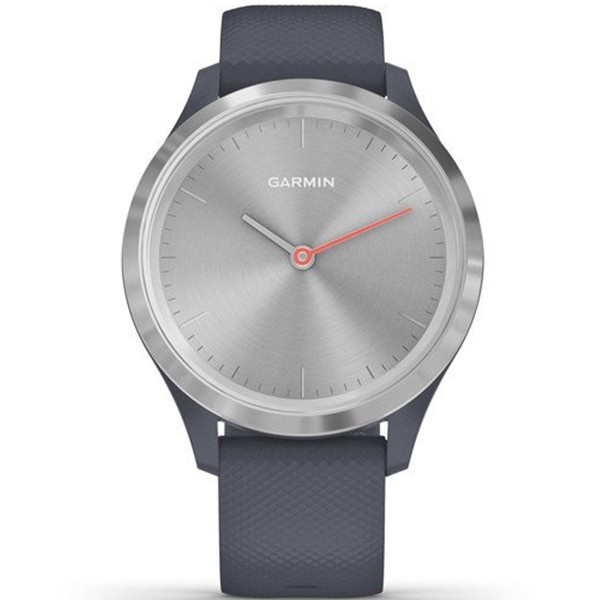 Garmin Vivomove 3S Silver Stainless Steel Bezel with Granite Blue Case and silicone Band (010-02238-00/20)