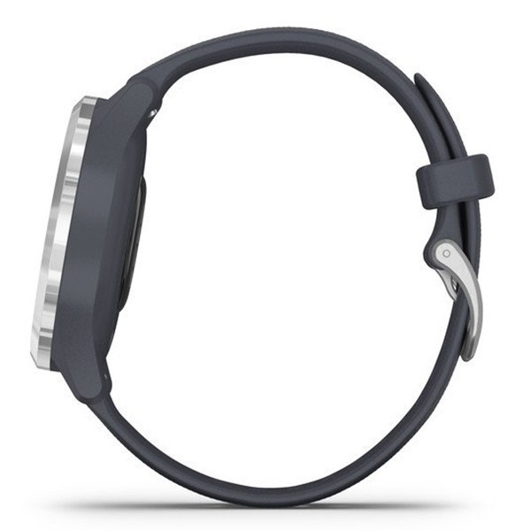 Garmin Vivomove 3S Silver Stainless Steel Bezel with Granite Blue Case and silicone Band (010-02238-00/20)