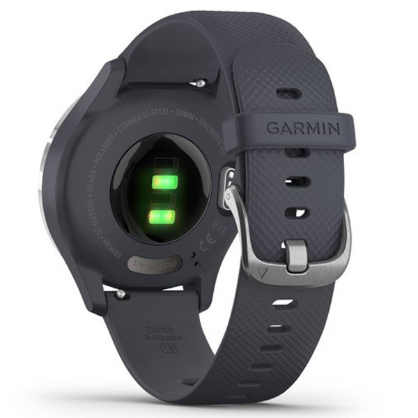Garmin Vivomove 3S Silver Stainless Steel Bezel with Granite Blue Case and silicone Band (010-02238-00/20)