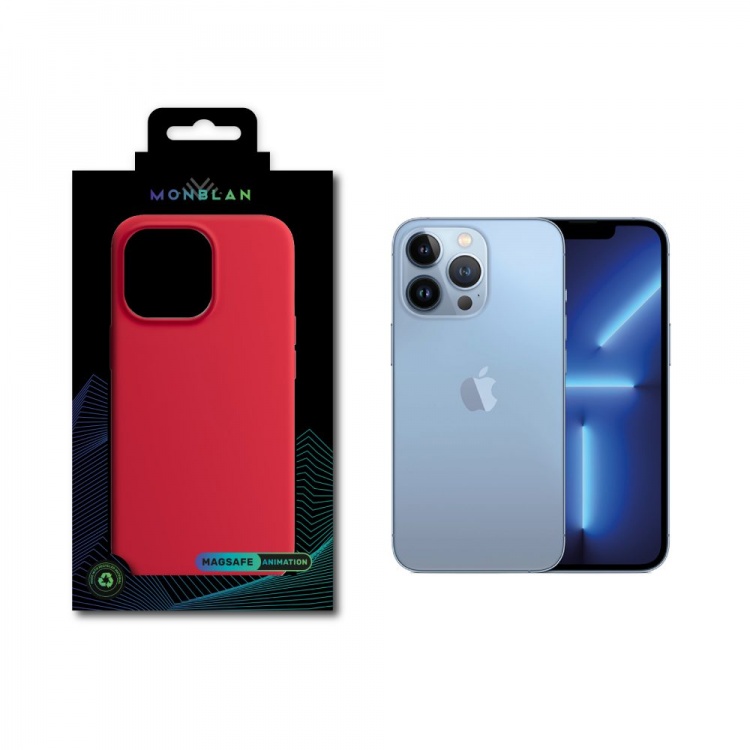 Чехол Monblan для iPhone 13 Pro Max Magnetic Silicone [MagSafe & Animation] Series (Red)