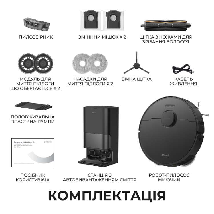 Робот-пилосос Dreame Bot L40 Ultra A Black (RTD31TE-1-bl)