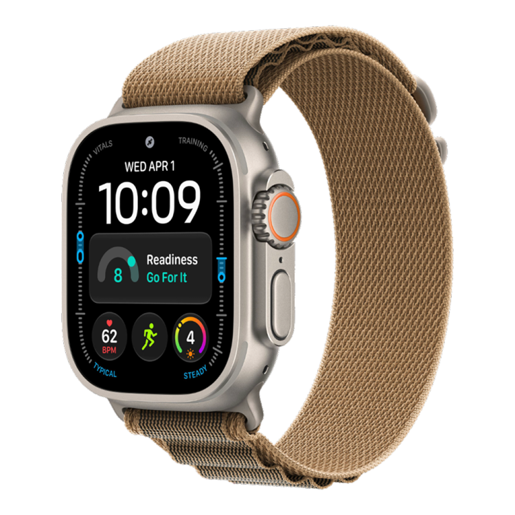 Apple Watch Ultra 4 GPS + LTE 49mm Natural Titanium Case with Desert Alpine Loop - Medium