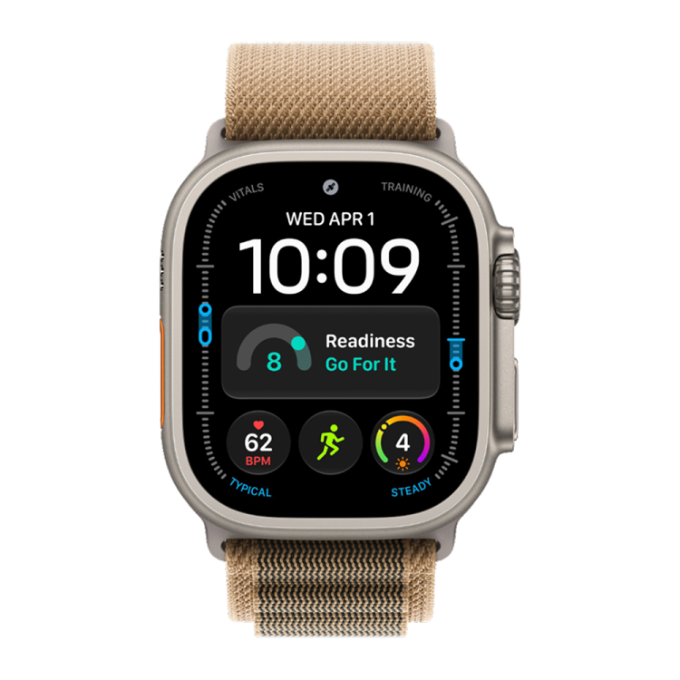 Apple Watch Ultra 4 GPS + LTE 49mm Natural Titanium Case with Desert Alpine Loop - Medium
