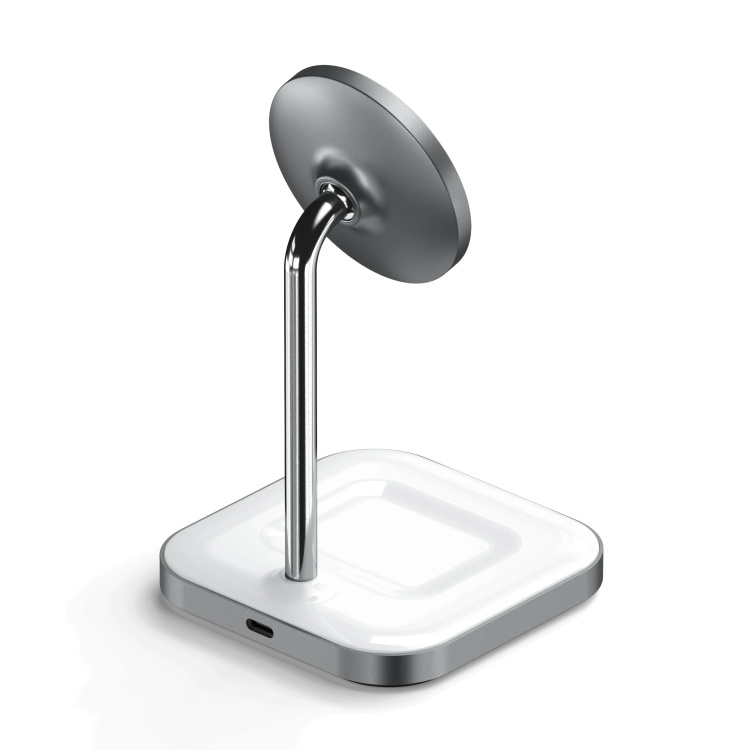 Безпровідна зарядка Satechi Aluminum 2 in 1 Magnetic Wireless Stand Space Gray (ST-WMCS2M)