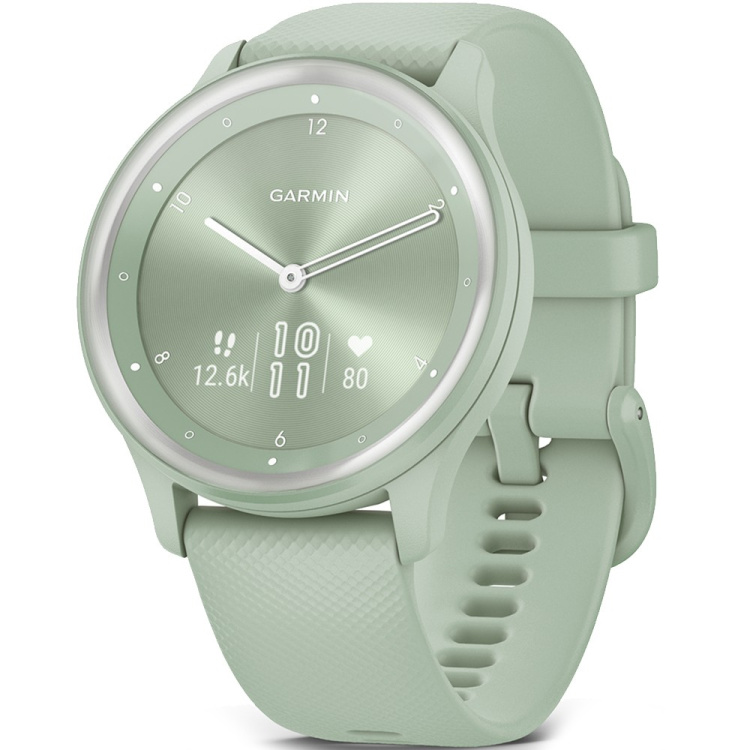 Garmin Vivomove Sport Cool Mint Case and Silicone Band with Silver Accents (010-02566-03)
