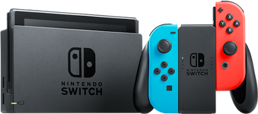 Nintendo Switch with Neon Blue and Neon Red Joy-Con