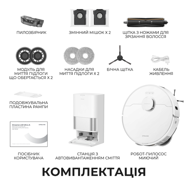 Робот-пилосос Dreame Bot L40 Ultra A White (RTD31TE-1-wh)