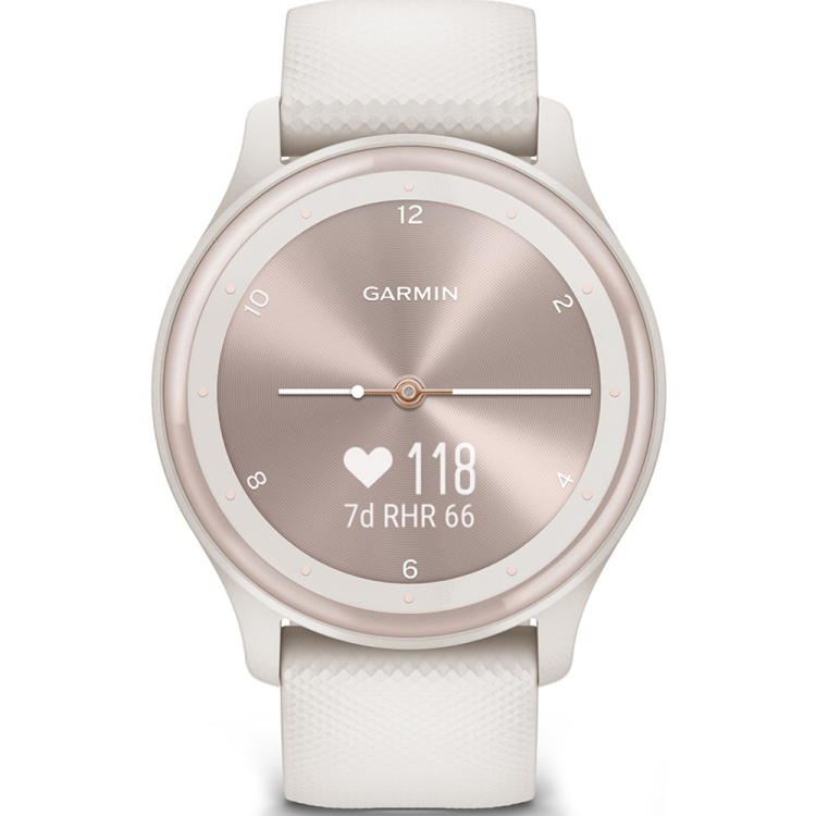 Garmin Vivomove Sport Ivory Case and Silicone Band with Peach Gold Accents (010-02566-01)
