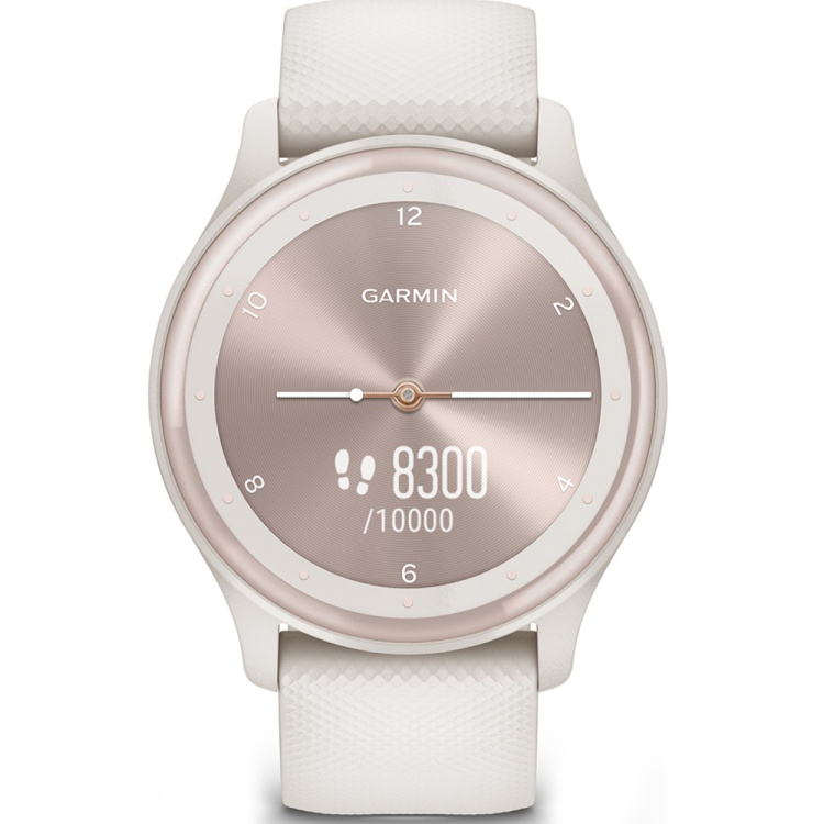 Garmin Vivomove Sport Ivory Case and Silicone Band with Peach Gold Accents (010-02566-01)
