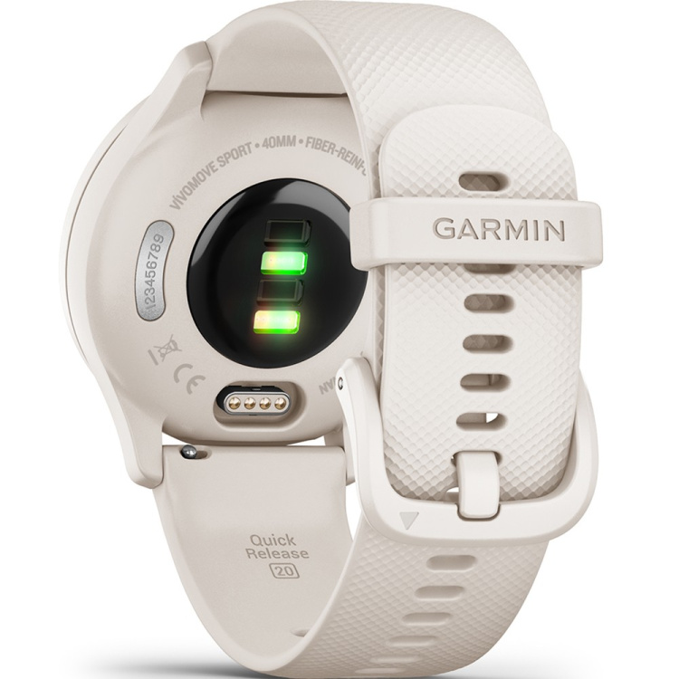 Garmin Vivomove Sport Ivory Case and Silicone Band with Peach Gold Accents (010-02566-01)