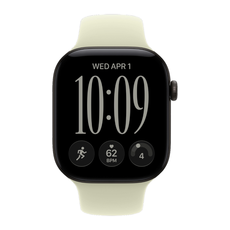 Apple Watch Series 12 GPS 42mm Black Aluminum Case with Pale Succulent Sport Band - S/M