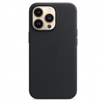 Чохол Apple Leather Case для iPhone 14 Pro with MagSafe (Midnight)