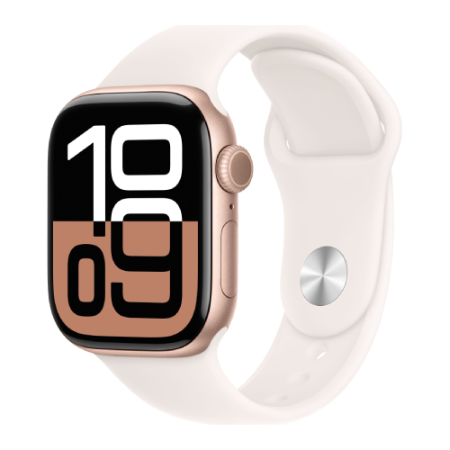 Apple Watch Series 10 GPS 42mm Rose Gold Aluminium Case with Light Blush Sport Band - S/M (MWWH3)