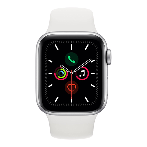 Apple Watch Series 5 GPS, 40mm Silver Aluminum Case with White Sport Band (MWV62)