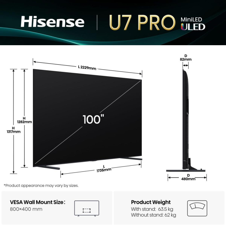 Телевізор Hisense 100 100U7Q PRO (UA)