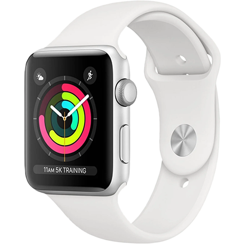Apple Watch Series 3 38mm GPS Silver Aluminum Case with White Sport Band (MTEY2)