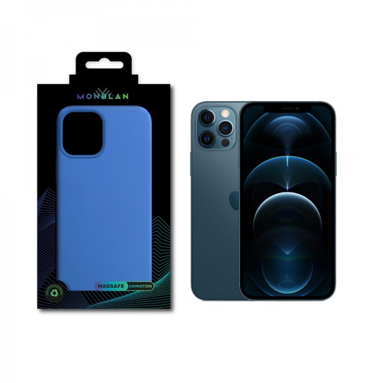 Чехол Monblan для iPhone 12 Pro Max Magnetic Silicone [MagSafe & Animation] Series (Capri Blue)
