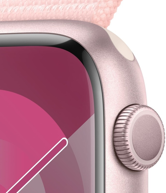 Apple Watch Series 9 GPS 45mm Pink Aluminum Case with Light Pink Sport Loop (MR9J3)