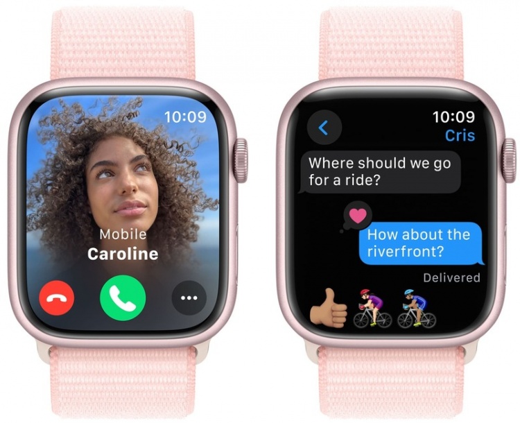 Apple Watch Series 9 GPS 45mm Pink Aluminum Case with Light Pink Sport Loop (MR9J3)