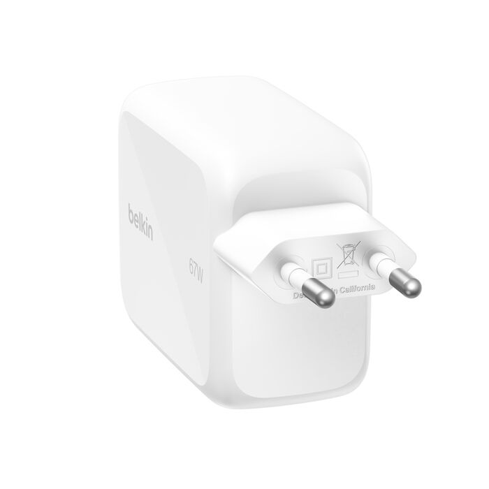 Блок живлення Belkin 67Вт USB-C PD, PPS, вбудований кабель USB-C White (WCH022KQWH) Блок живлення Belkin 67Вт USB-C PD, PPS, вбудований кабель USB-C White (WCH022KQWH)