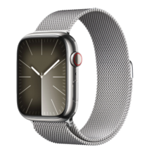 Apple Watch Series 9 GPS + LTE 41mm Silver Stainless Steel Case with Silver Milanese Loop (MRJ43)
