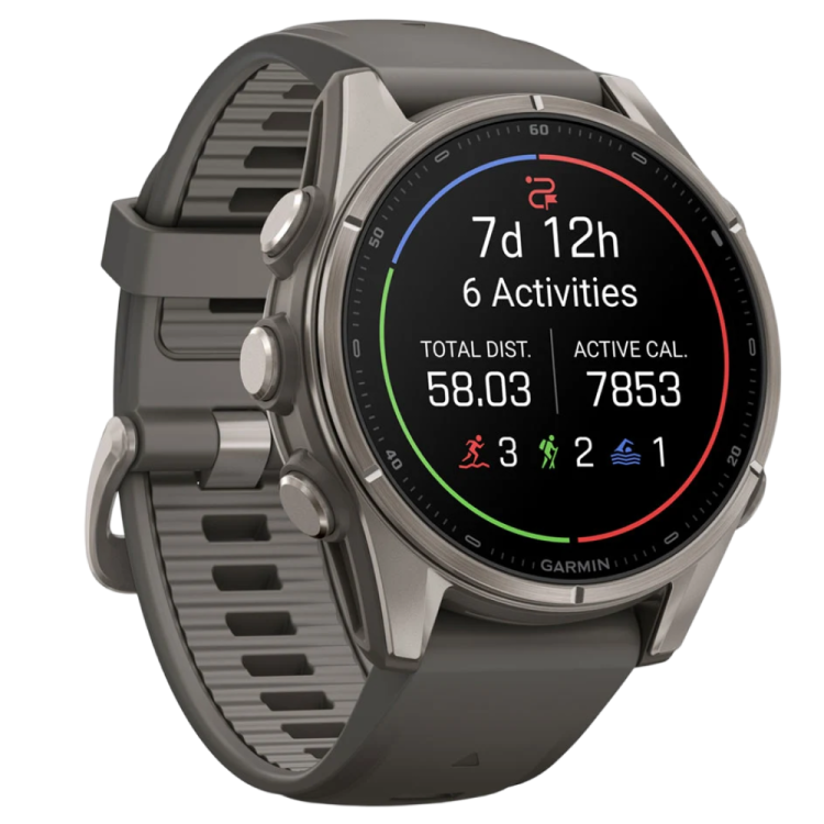 Garmin Fenix 9 43mm AMOLED Sapphire Titanium with Pebble Gray Silicone Band (010-04761-10/11)