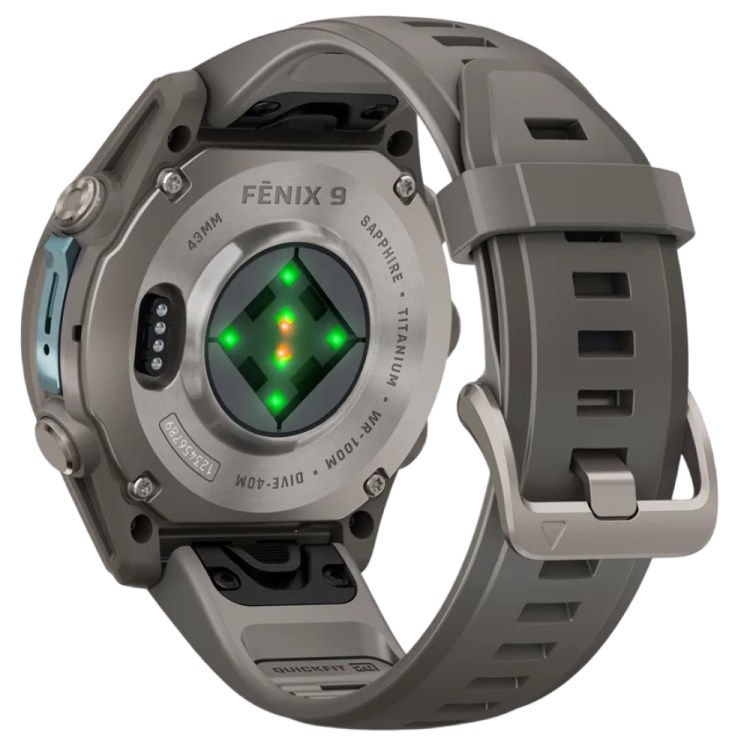 Garmin Fenix 9 43mm AMOLED Sapphire Titanium with Pebble Gray Silicone Band (010-04761-10/11)