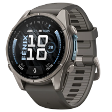 Garmin Fenix 9 43mm AMOLED Sapphire Titanium with Pebble Gray Silicone Band (010-04761-10/11)