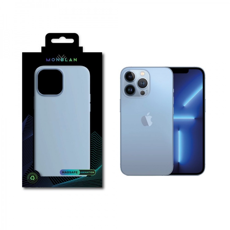 Чехол Monblan для iPhone 12 Pro Max Magnetic Silicone [MagSafe & Animation] Series (Cloud Blue)