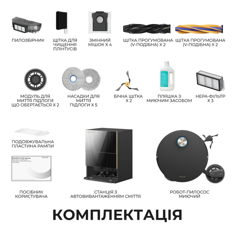 Робот-пилосос Dreame Bot X60 Pro Ultra Complete Black (RLX96DE-BK)