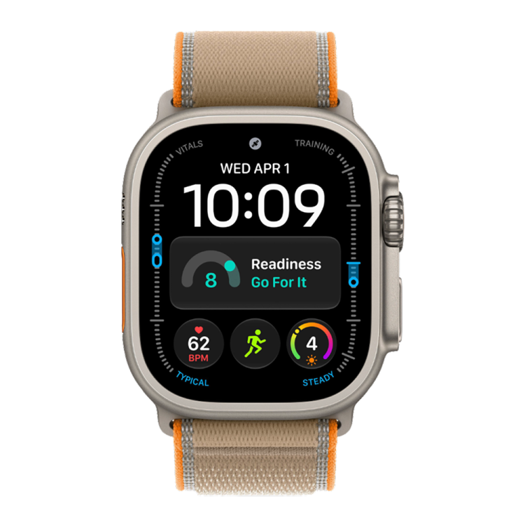 Apple Watch Ultra 4 GPS + LTE, 49mm Natural Titanium Case with Sand Trail Loop - M/L