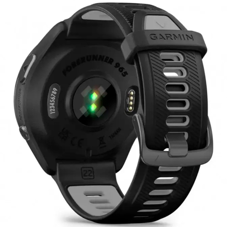 Garmin Forerunner 965 Carbon Gray DLC Titanium Bezel, Black Case, Black/Powder Gray Silicone Band (010-02809-00/10)