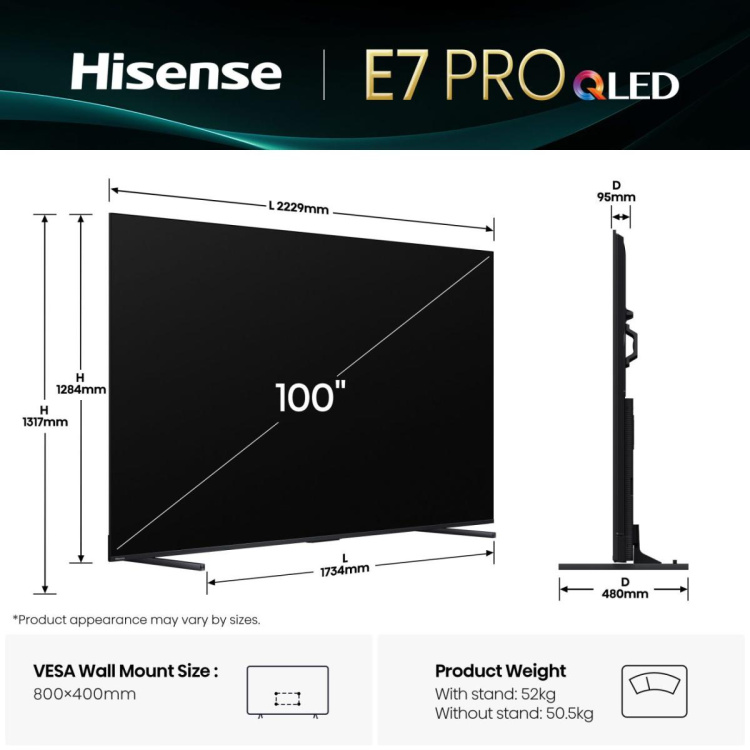 Телевізор Hisense 100 100E7Q PRO (UA)
