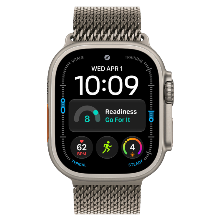 Apple Watch Ultra 4 GPS + LTE, 49mm Natural Titanium Case with Natural Titanium Milanese Loop - S 