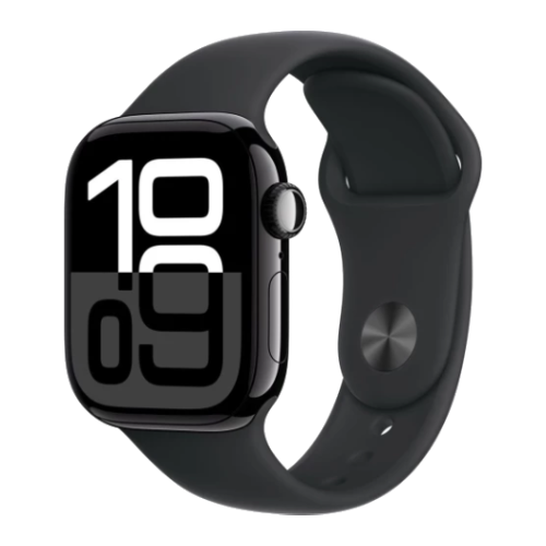 Apple Watch Series 10 GPS 42mm Jet Black Aluminium Case with Black Sport Band - M/L (MWWF3)