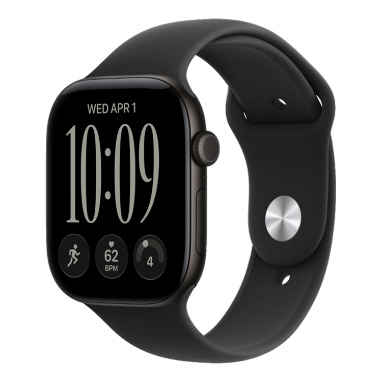 Apple Watch Series 12 GPS 46mm Black Aluminum Case with Black Sport Band - S/M (MJEK4) бу (Хороший стан)