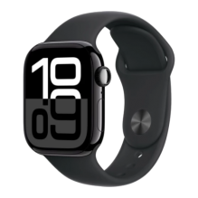 Apple Watch Series 10 GPS 46mm Jet Black Aluminium Case with Black Sport Band - M/L (MWWQ3)