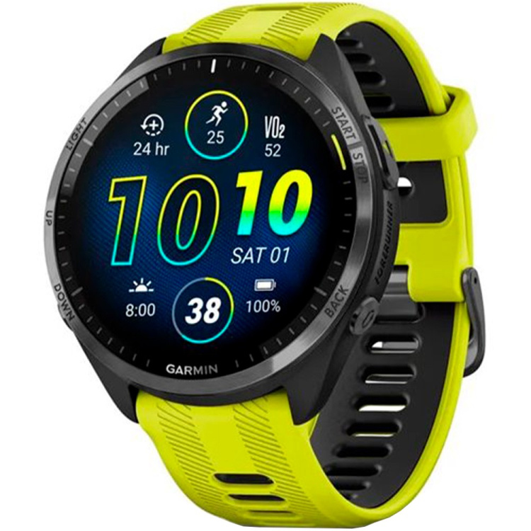 Garmin Forerunner 965 Carbon Gray DLC Titanium Bezel with Black Case and Amp Yellow/Black Silicone Band (010-02809-02/12) Garmin Forerunner 965 Carbon Gray DLC Titanium Bezel with Black Case and Amp Yellow/Black Silicone Band (010-02809-02/12)