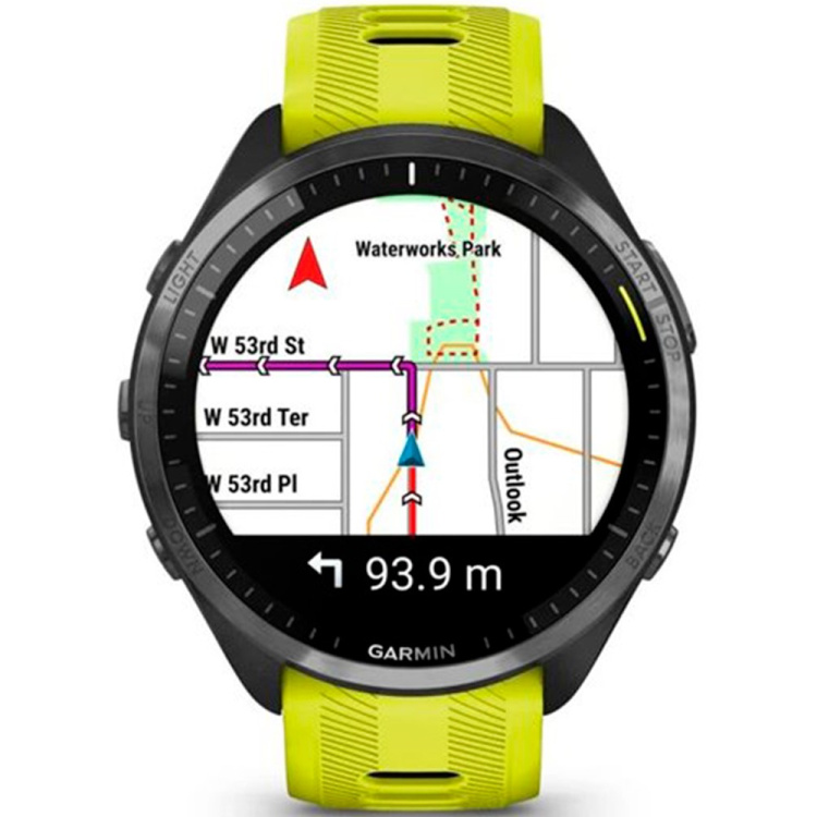 Garmin Forerunner 965 Carbon Gray DLC Titanium Bezel with Black Case and Amp Yellow/Black Silicone Band (010-02809-02/12)