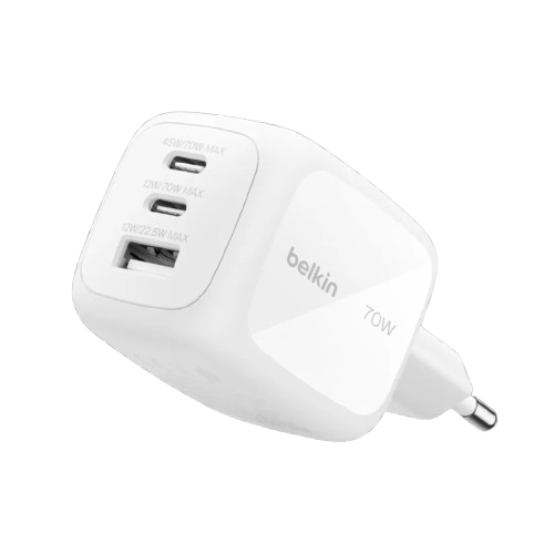 Блок живлення Belkin Home Charger 70W 2хUSB-С/USB-A GAN PD PPS White	(WCH018HQWH)