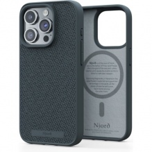 Чехол Njord для iPhone 15 Pro Fabric MagSafe Series (Dark Grey)