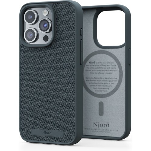 Чехол Njord для iPhone 15 Pro Fabric MagSafe Series (Dark Grey)