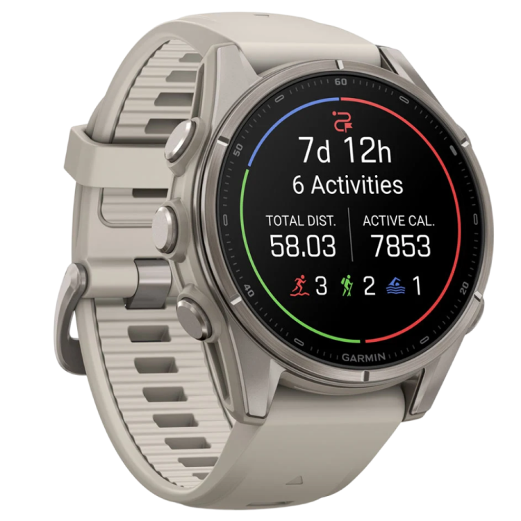 Garmin Fenix 9 43mm AMOLED Sapphire Titanium with Fog Gray Silicone Band (010-04761-00/01)