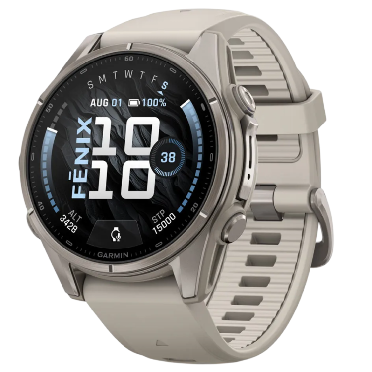 Garmin Fenix 9 43mm AMOLED Sapphire Titanium with Fog Gray Silicone Band (010-04761-00/01)