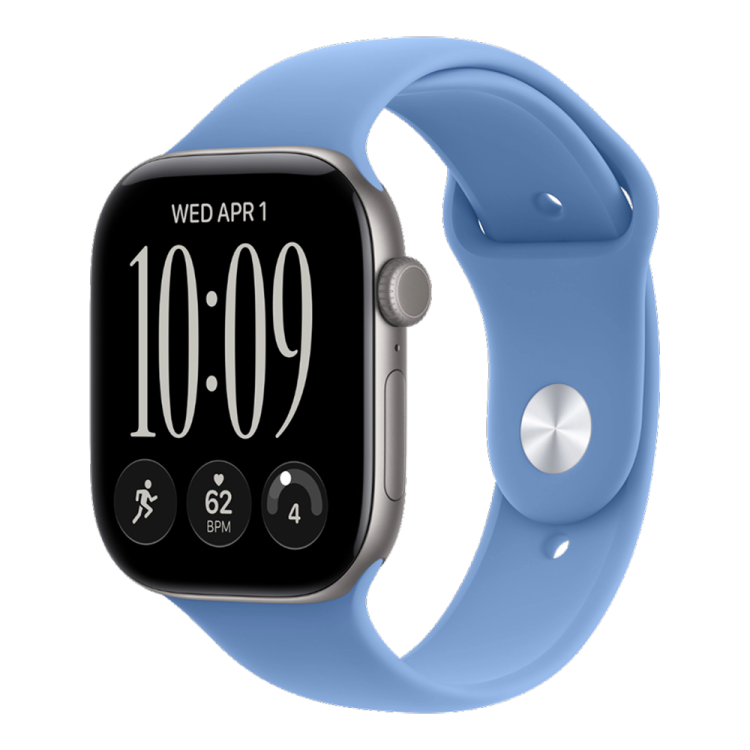 Apple Watch Series 12 GPS 42mm Space Gray Aluminum Case with Wildflower Blue Sport Band - S/M
