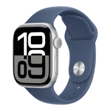 Apple Watch Series 10 GPS 42mm Silver Aluminium Case with Denim Sport Band - S/M (MWWA3)